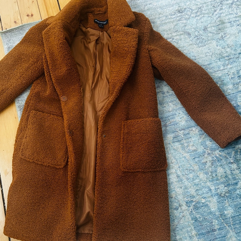 French Connection Warm Brown Fleece Teddy Jacket